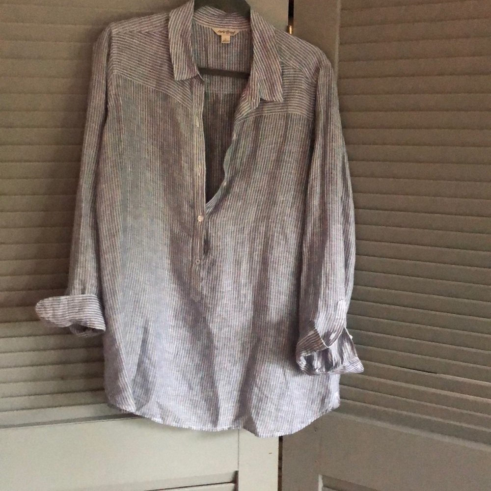 Luck Brand Cotton/Linen Strip Shirt